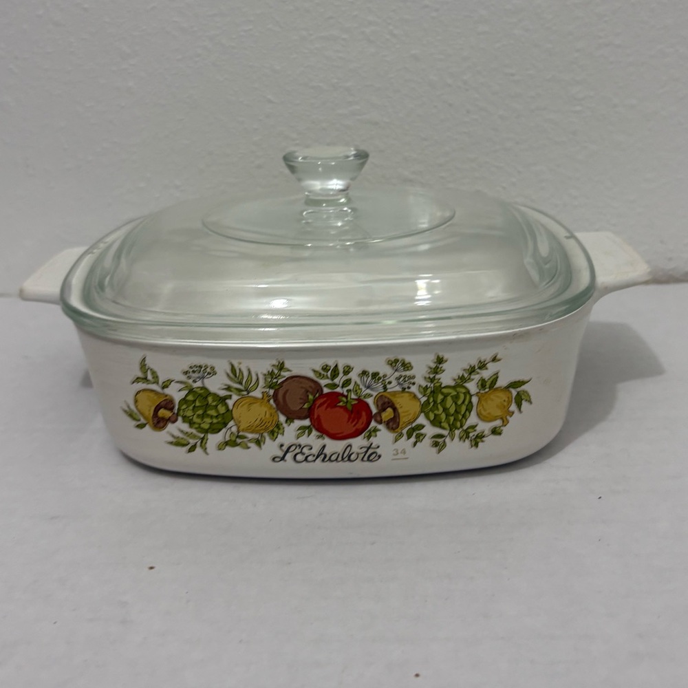 White Glass Casserole Dish with Lid